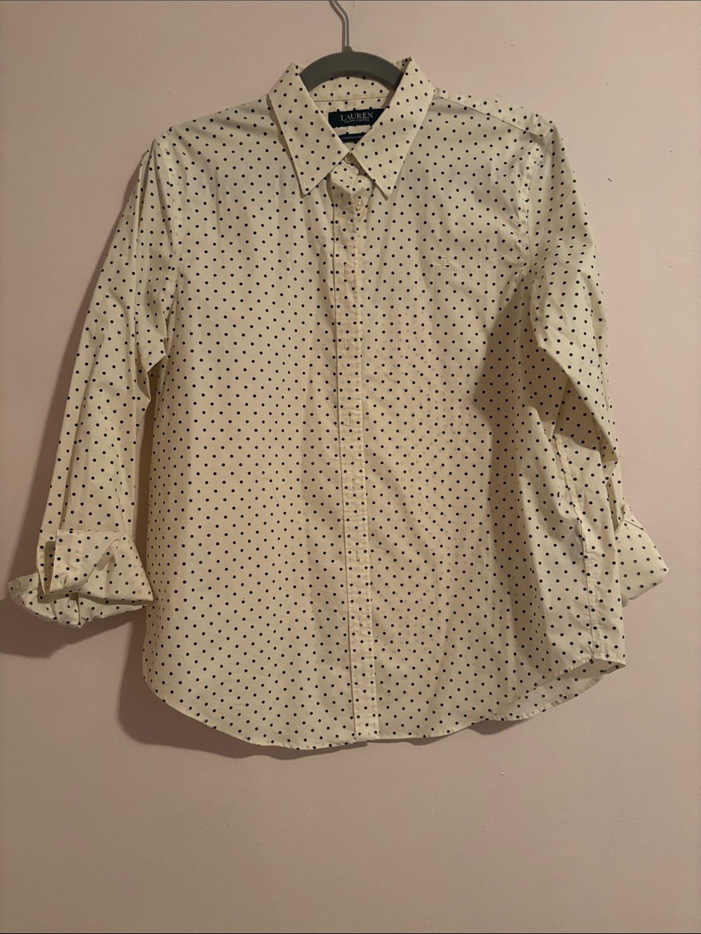 Lauren Ralph Lauren Cream Shirt with Black Polka Dots